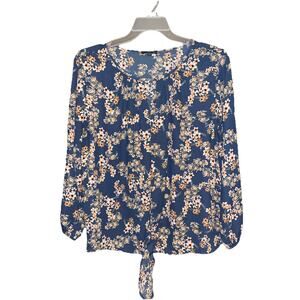 West Kei Beautiful Spring Summer Floral Front Tie Woman’s Blouse Size XL